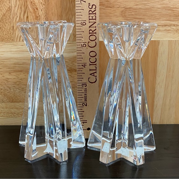 Pair of LENOX Ovations Lighting Starfire 6” Crystal Glass Candle Stick Holders - Picture 8 of 16
